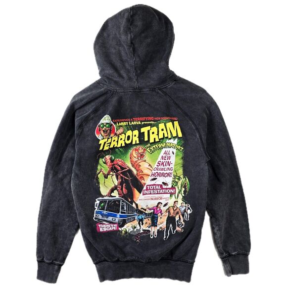 Universal Studios HHN Halloween Horror Night 2023 Terror Tram Gray Hoodie Sz XS - Picture 1 of 7